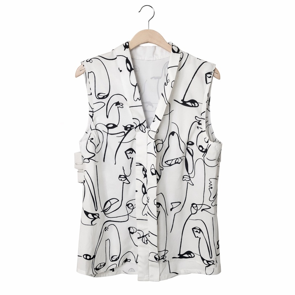 SHEIN Black and White Abstract Blouse